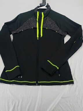 Under Armour Women’s Black Zip-Front Jacket with Neon Green Accents